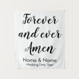 Tenture Personnalisé pour toujours et jamais Amen Mariage 
