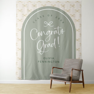 Tenture Personnalisé Sage Bow Congrats Grad Photo Contexte