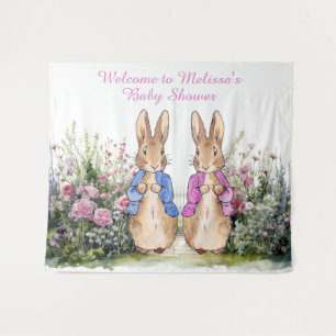 Tenture Personnaliser Peter et Flopsy Baby shower LARGE