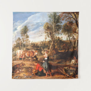 Tenture Peter Paul Rubens Milkmaips avec du bétail sur une