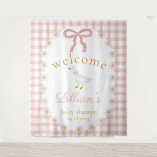 Tenture Petit Fou Rire Rose Gingham Baby Shower 