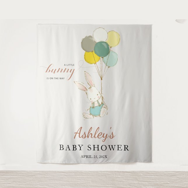 Tenture Petit Lapin Bienvenue Baby Shower  (Devant)