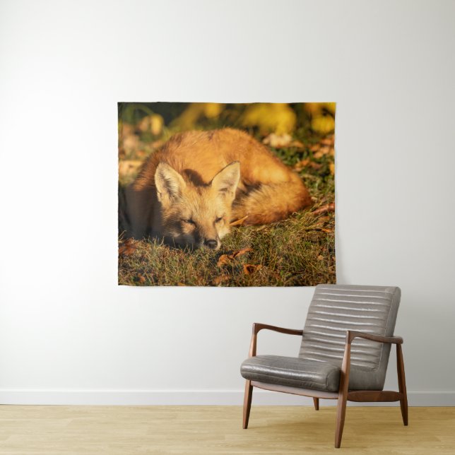 Tenture Petit renard endormi (En situation (horizontale))