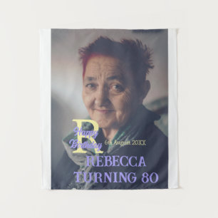 Tenture Photo 80e anniversaire ajouter nom date moderne vi