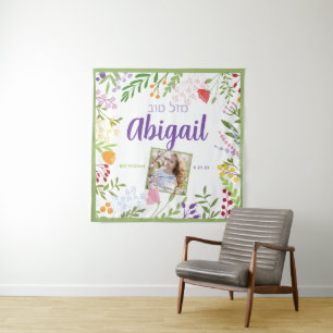 Tenture Photo Bat mitzvah Floral moderne Grande Affiche de