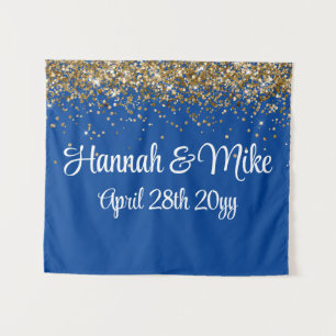 Tenture Photo Booth Prop de Mariage Blue Gold personnalisé