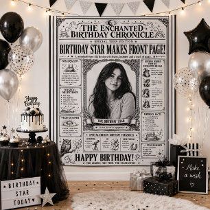 Tenture Photo d'anniversaire d'adolescente en noir et blan