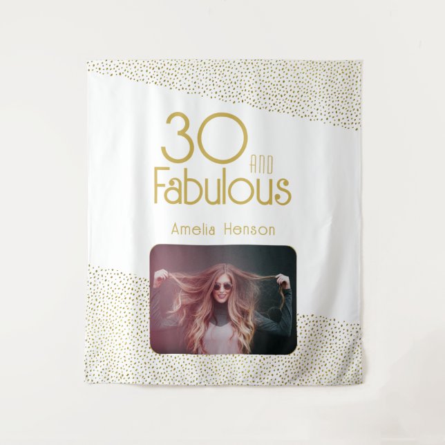 Tenture Photo de 30 ans avec paillettes dorées Fabulous (Devant)
