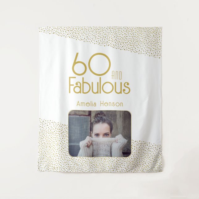 Tenture Photo de 60 ans et Fabuleux avec paillettes dorées (Devant)
