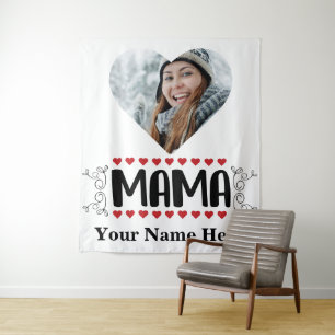 Tenture Photo de coeur personnalisée Mama coeur d'amour