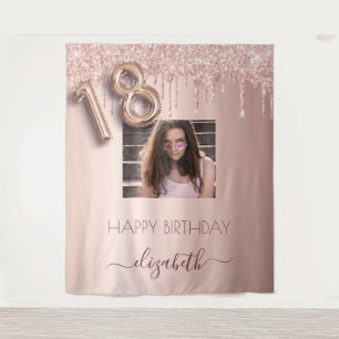 Tenture Photo de fête d'anniversaire 18 ans rose gold pail