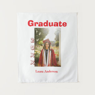 Tenture Photo de graduation gras rouge ajouter nom texte d