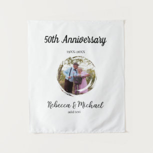 Tenture photo de mariage 50e anniversaire nom année cercle