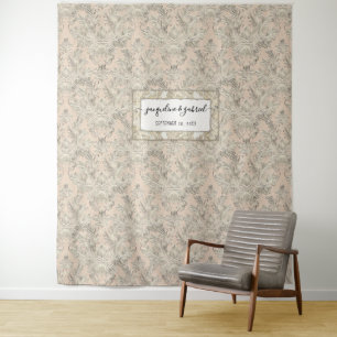 Tenture Photo de mariage élégant vintage rose poudré damas