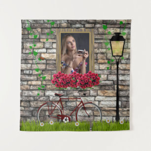 Tenture Photo de vélo vintage romantique avec fleurs pour