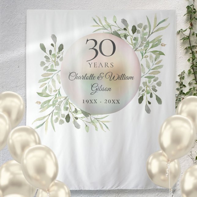 Tenture Photo du 30e anniversaire Pearl Greenery (30th Anniversary Pearl Greenery Photo Backdrop)