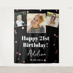 Tenture Photo personnalisée Anniversaire Rose Gold