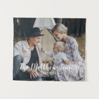 Photo personnalisée avec nom de famille et année d