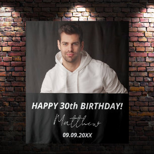 Tenture Photo personnalisée noir blanc gars 30e anniversai
