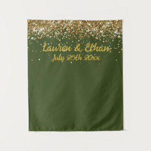 Tenture Photobooth de mariage personnalisé vert olive et o