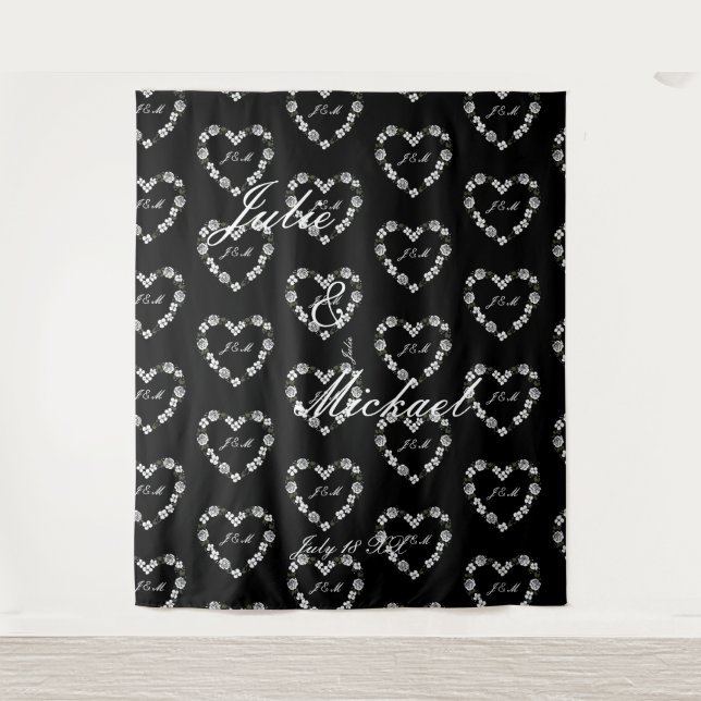 Tenture photobooth mariage noir et blanc (Devant)
