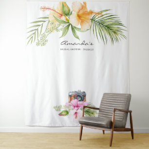 Tenture Photobooth pour mariage tropical floral de plage