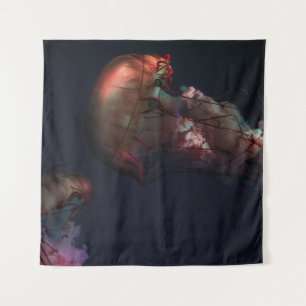 TENTURE PHOTOGRAPHIE SOUS-MARINE DE DEUX JELLYFISH ROUGE