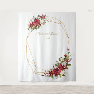 Tenture Photomaton de mariage à cadre doré avec poinsettia