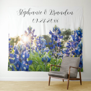 Tenture Photomaton de mariage texan aux fleurs bleues de B