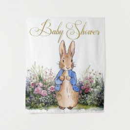 Tenture Pierre le lapin son Baby shower de jardin Contexte