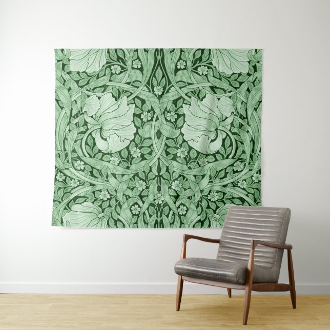 Tenture Pimpernel Green, William Morris (En situation (horizontale))