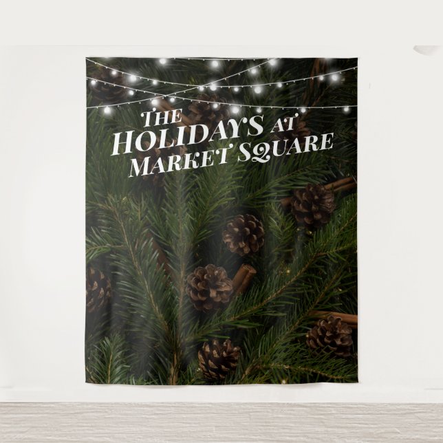 Tenture Pine Tree Branches Holiday Photo Backdrop (Devant)