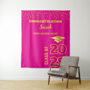 Tenture Pink & Gold Personnalisé Graduation Party Personna
