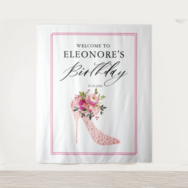 Tenture Pink High Heels Birthday Welcome  (Devant)