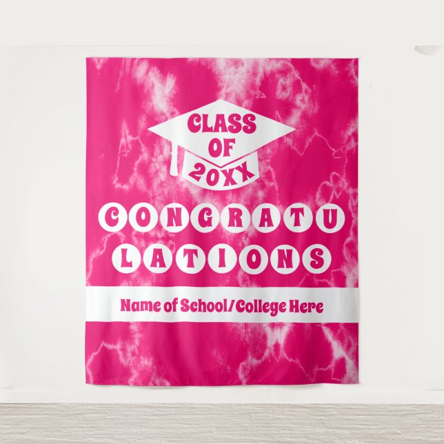Tenture Pink Tie Dye School Reunion Graduation Bannière (Devant)