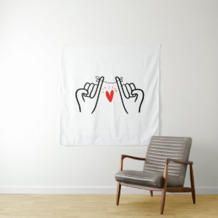 Tenture Pinky Promesse imprimé main, Couple art imprimé Po