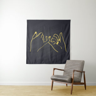 Tenture Pinky sweat line art print, Hands line art Throw P