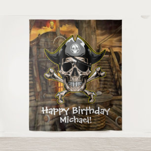 Tenture Pirate Crâne Capitaine Croix Bones arrière