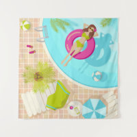 Piscine fille en bikini plage d'été