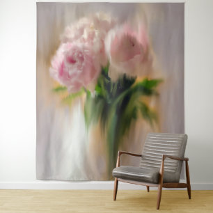 Tenture Pivoines roses rêveuses dans un vase blanc