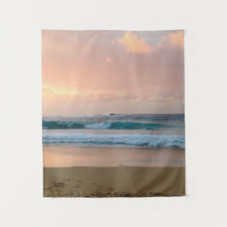 Tenture Plage et océan au coucher du soleil 