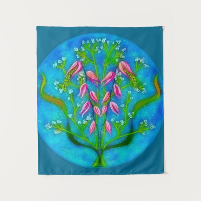 Tenture Plage Fleurs Peinture Acrylique (Devant)