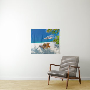 Tenture Plages tropicales   Chaises longues de plage, Bora