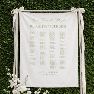 Tenture Plan de table de mariage vert par ordre alphabétiq