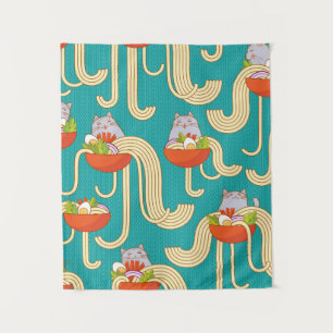 Tenture Plaques de nouilles et chats amusants. Nouilles av