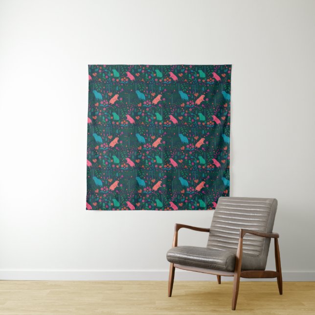 Tenture Playful Capybara in the Forest – Tropical Seamless (En situation)