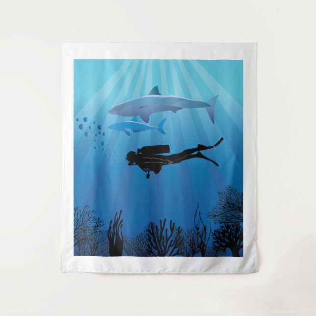 Tenture Plongée de requin Plongée plongée (Devant)