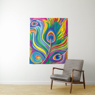 Tenture Plumes de paon Art Abstrait