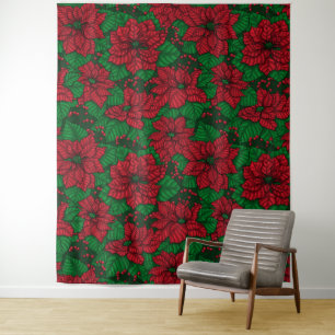 Tenture Poinsettia, motif de Noël