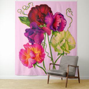 Tenture pois doux en violet et rose
